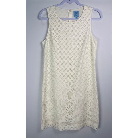 CeCe Cream Lace Sleeveless Shift Dress Size 6 - Picture 3 of 7